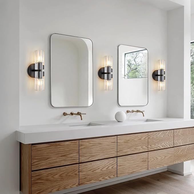 Crystal Wall Sconces Set of Two, 13" Modern Brass Sconces Lighting with K9 Crystal Lampshade,Indoor Wall Sconce Bedroom Wall Light Fixtures for Living Room Bathroom Hallway Stairs Entryway