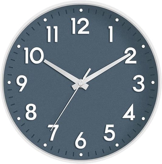 Mosewa Wall Clock 8 Inch, Battery Operated Silent Non-Ticking Modern Analog Clock Decorative for Kitchen, Bedroom, Office, Living Room(Azure Blue)
