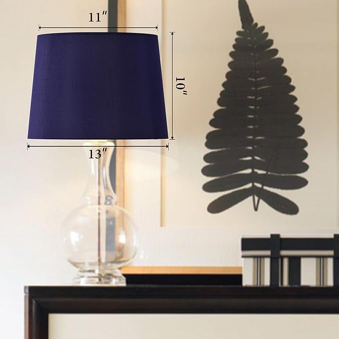 GOSO Blue Lamp Shades Set of 2,Faux Silk Lamp Shade Medium,11×13×10 Inches Spider Drum Lampshades for Table Lamps and Floor Lamp Replace the Decorated Bedroom,Modern Living Room,Simple Assembly