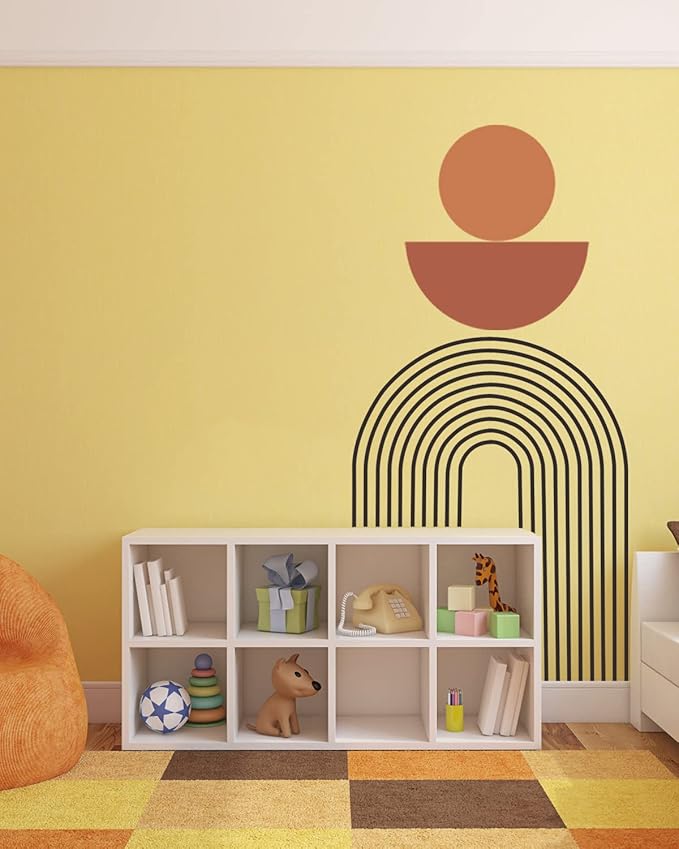 Large Boho Arch Wall Art Murals - Modern Peel and Stick Terracotta Decals for Bedroom, Living Room, Office