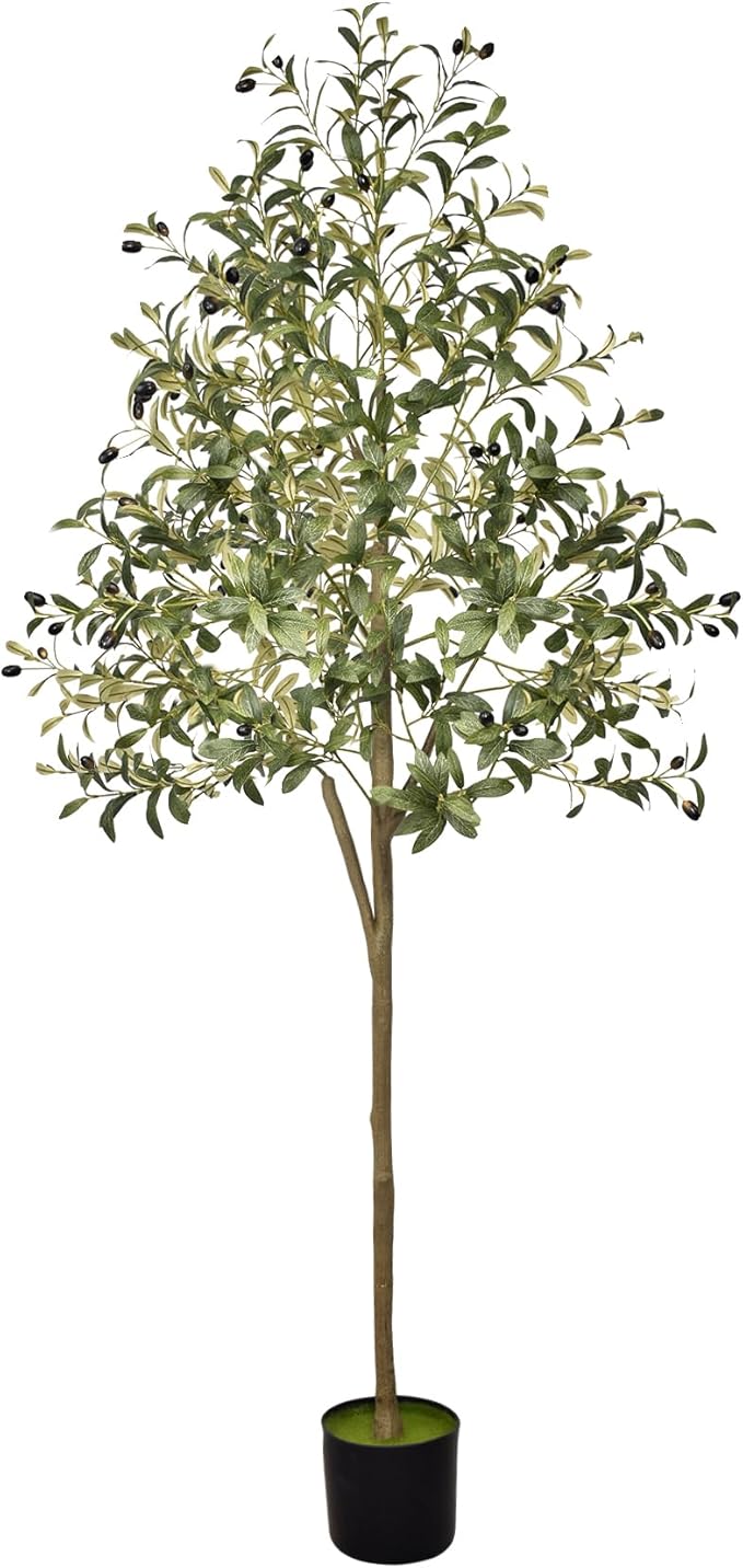 Artificial Olive Trees Indoor, 5.91FT Tall Faux Fake Potted Olive Tree with Natural Branches and Fruits, Modern Artificial Trees for Home Decor Office Living Room