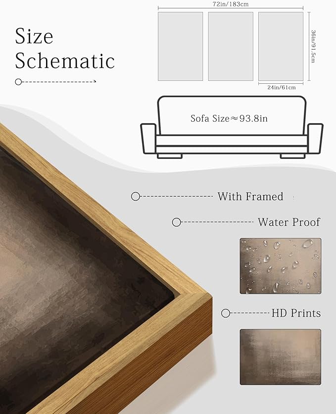 KUVIOKE Abstract Framed Wall Art Set Earthy in Deep Brown and Beige Tones Modern Art Decorative Home Decor 24x36in (Natural Framed)