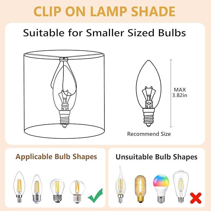 5.0 x 5.0in Chandelier Shades Set of 6, Small Rattan Lamp Shades Clip on Bulb, Boho Lamp Shades Replacement, Mini Cylinder Woven Lampshade, Clip on Lamp Shade for Floor Lamp Pendant Light Wall Sconces