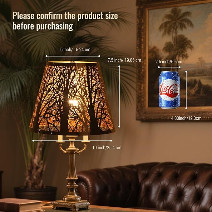 Lampshades for table lamp,metal lamp shade,small lamp shades,lamp shades for floor lamps,lamp cover,vintage lamp shade,6" Top x 10" Bottom x 7.5" High (Spider) & Bedside Lamp-Chrome Gold