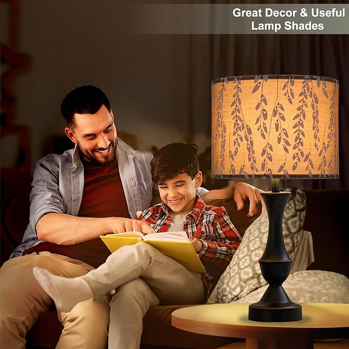 Lamp Shades Set of 2, Drum Lampshades, Lampshade 10 Inches Height, Lampshades for Table Lamp, Floor Lamp, Pendant Light, Lamp Shade Harp Holder Included