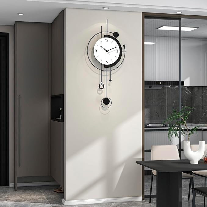 Large Wall Clocks for Living Room Decor Modern Silent Wall Clock Battery Operated Non Ticking for Bedroom Office Kitchen Home Decorative Metal Clock Wall Art Decor for Home 13x29inch