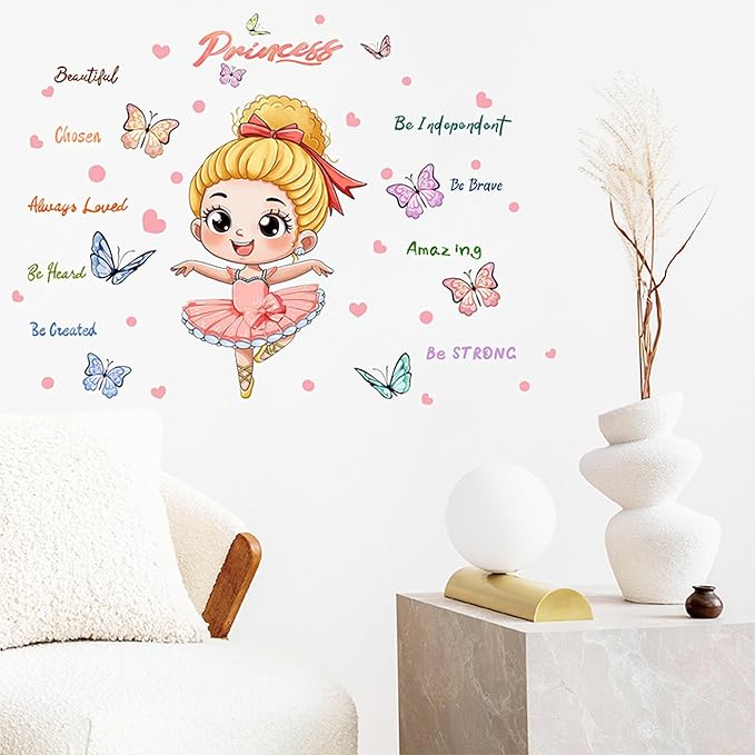Cute Jungle Theme Wall Stickers Removable Animal Forest Wall Decals Elephant Monkey Lion Giraffe Zebra Peel and Stick Tropical Wall Art Decor for Nursery Bedroom Classroom (Pink 2)