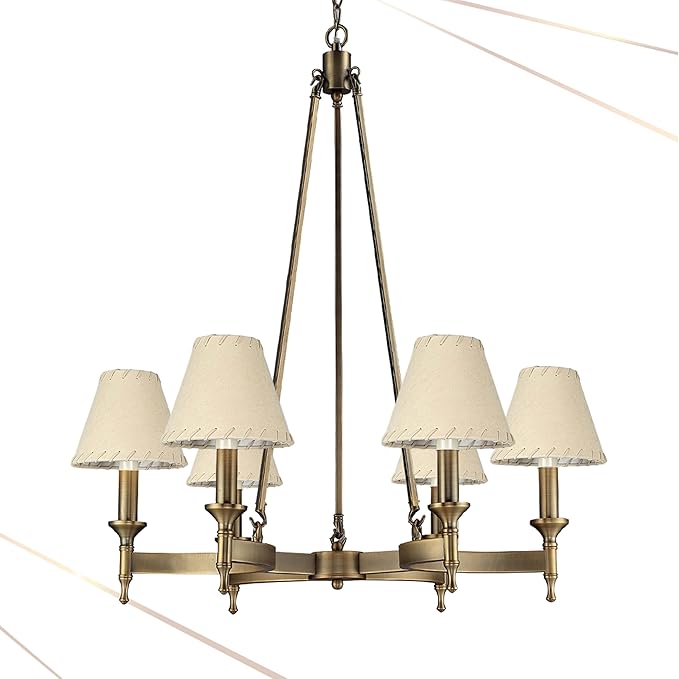 Royal Designs, Inc. CS-1115-5BG-6 Faux Leather Empire Chandelier Shade with Whipstitch Trim, 3 x 5 x 4.5, Beige, 6-Pack