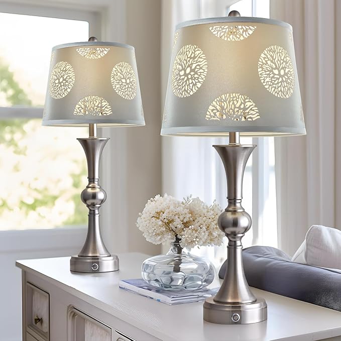 Lamp Shades Set of 2 Replacement, Drum Lampshades, Lampshade 10 Inches Lampshades for Table Lamp, Floor Lamp, Pendant Light, Lamp Shade Harp Holder Included