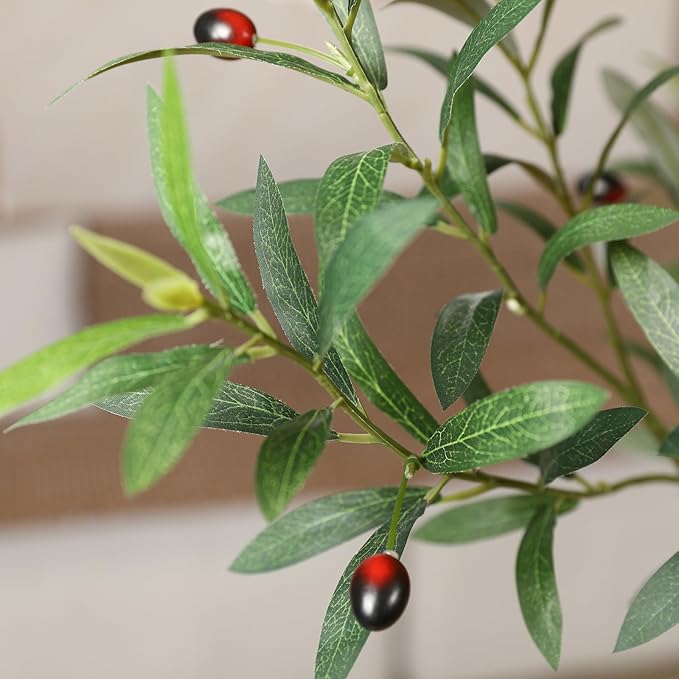 Olive Trees Artificial Indoor, 8 Feet Tall Faux Olive Tree with Round Artisan Planter, Premium Handmade, Realistic Trunk & Lifelike Leaves, Perfect for Large Spaces & Elegant Home/Office Decor