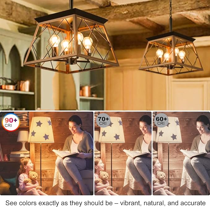 MorningLight 6 Pack Dimmable A19 LED Edison Bulbs 60W Equivalent, 6W 2700K Warm White Vintage LED Light Bulbs, A19 Classic Decorative Amber E26 Light Bulb 60W for Pendant, Sputnik Chandelier, 600LM