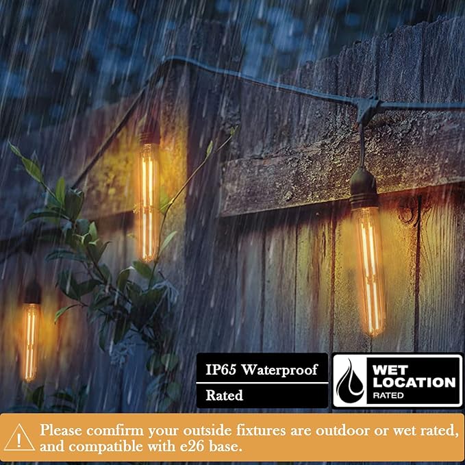 7.3 Inch 2200K Edison Bulbs Amber Dimmable,Vintage Style Decorative Antique Light Bulb,T10 Long Tubular LED Light Bulbs,6W E26 LED Bulb 80 Watt,UL Listed(4 Pack)