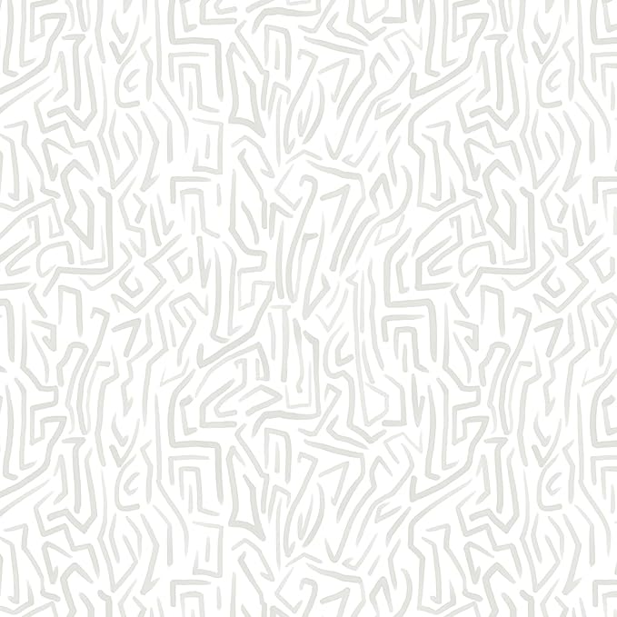 Ismoon 137"x17.3" White Grey Wall Paper Peel and Stick Modern Striped Wallpaper Neutral Stick on Wallpaper Removable Self-Adhesive Contact Paper for Cabinets Waterproof Bathroom Vinyl