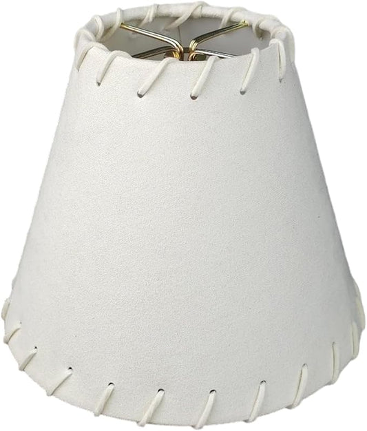 Royal Designs, Inc. CS-1113-5EG Faux Leather Empire Chandelier Shade with Whipstitch Trim, 3 x 5 x 4.5, Eggshell