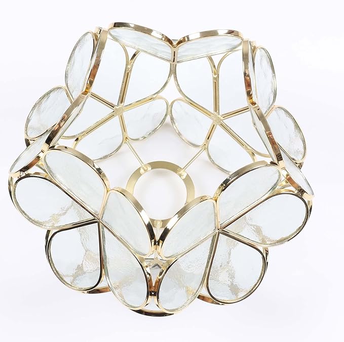 Bieye S10734 Tiffany Style Stained Glass Flower Petal Lampshade (Textured Clear, 8" Cherry Blossom)