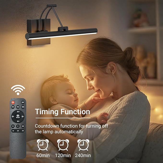 Tipace Black Hardwired Picture Lights for Paintings - 15.7 inch 3CCT Dimmable Modern Gallery Light with Remote Control Led Wall Art Lighting Display Artwork