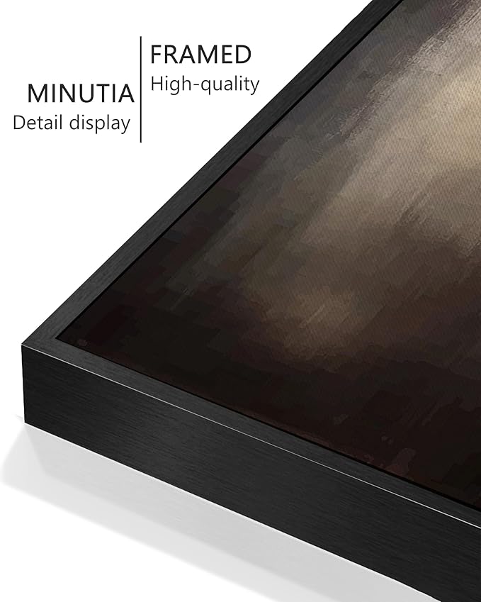 KUVIOKE Abstract Framed Wall Art Set Earthy in Deep Brown and Beige Tones Modern Art Decorative Home Decor 12x16in (Black Framed)