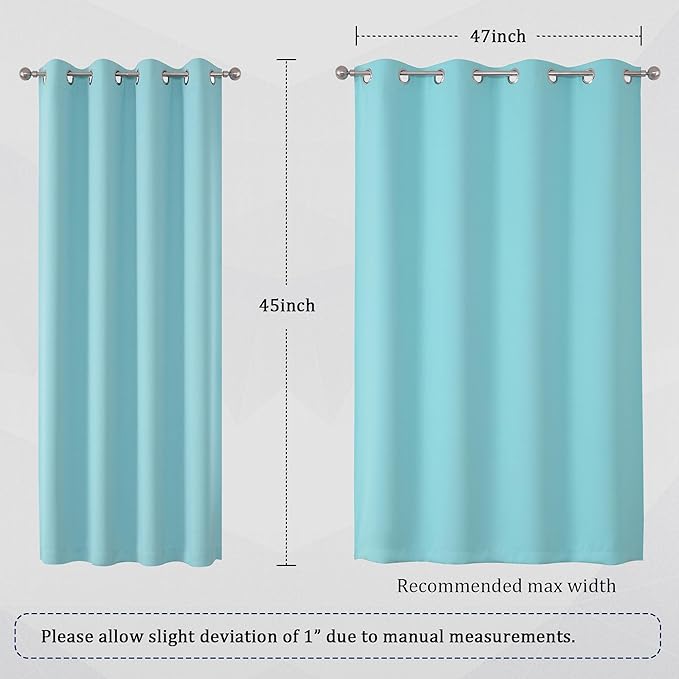 DUALIFE Aqua Curtains for Living Room Bedroom Light Blocking Window Curtains Triple Weave Room Darkening Curtain Panels Thermal Insulated Grommet Top 52X45