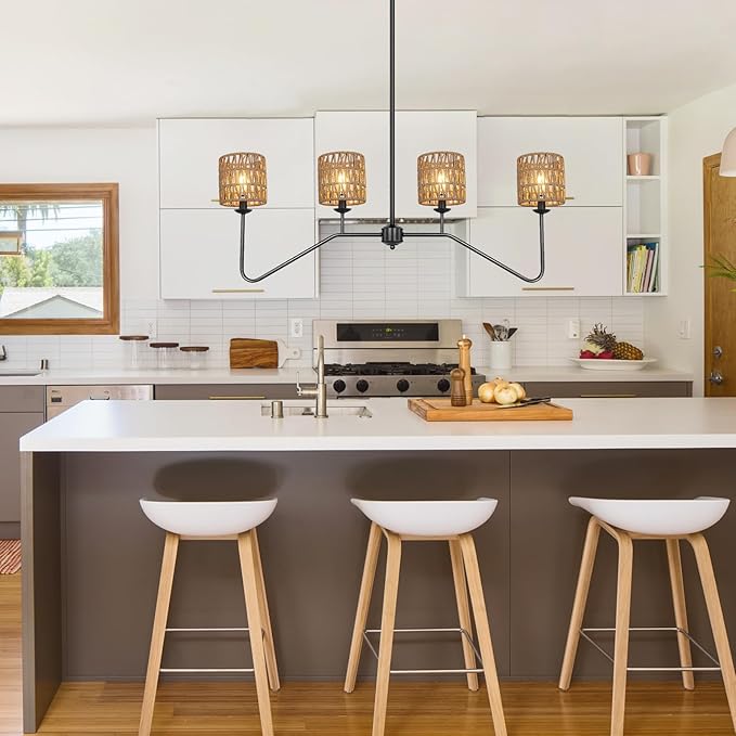 5.0 x 5.0in Chandelier Shades Set of 6, Small Rattan Lamp Shades Clip on Bulb, Boho Lamp Shades Replacement, Mini Cylinder Woven Lampshade, Clip on Lamp Shade for Floor Lamp Pendant Light Wall Sconces