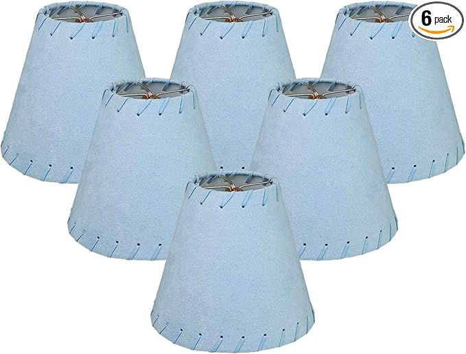 Royal Designs, Inc. CS-1122-6BLU-6 Faux Leather Empire Chandelier Shade with Whipstitch Trim, 3 x 6 x 5, Blue, 6-Pack