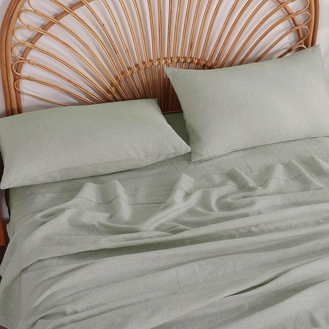 100% French Linen Pillowcase Set of 2, Breathable Envelope Closure Soft Linen Pillow Cover,Soft Luxury Hotel & Home Use, Gift