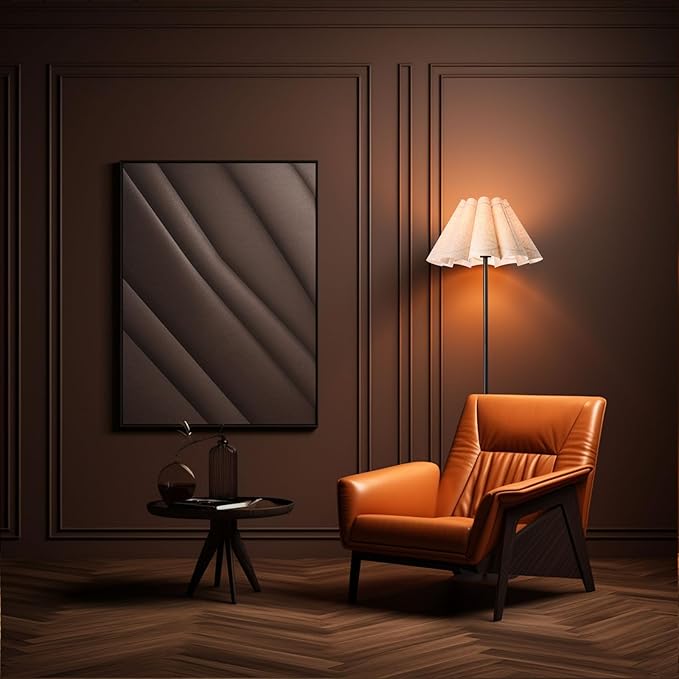 KUNJOULAM Modern Floor Lamp, Black Pole Floor Lamps, Simple Design Tall Lamp with Beige Lampshade, Standing Lamp for Living Room, Bedroom, Office, Home (Without Bulb)