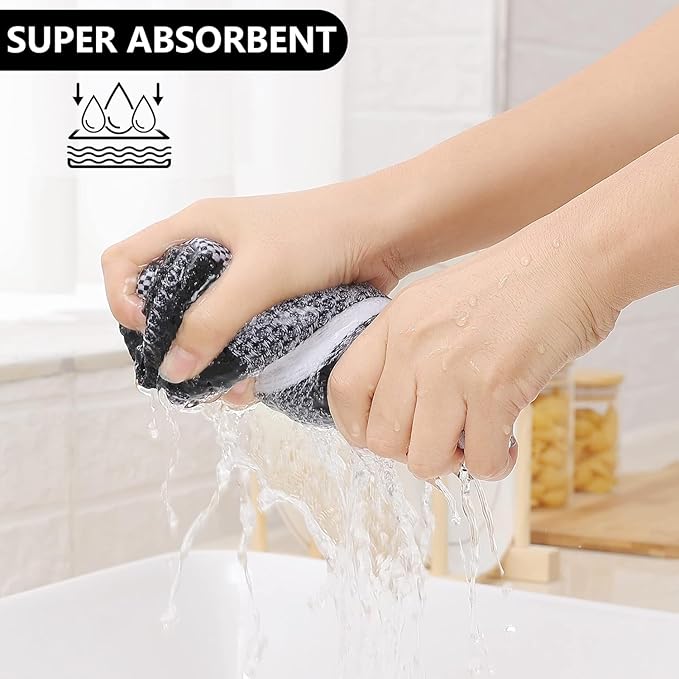 Homaxy 100% Cotton Waffle Weave Check Plaid Kitchen Towels, 13 x 28 Inches, Super Soft and Absorbent Dish Towels for Drying Dishes, 12-Pack, White & Black