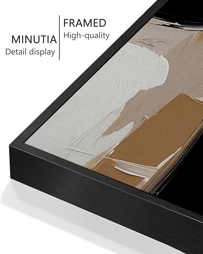 KUVIOKE Black Abstract Shapes Framed Canvas Wall Art Minimalist Graffiti Pastel Wall Decor Modern Illustration Art Painting Home Decor 12x16in (Black Framed)