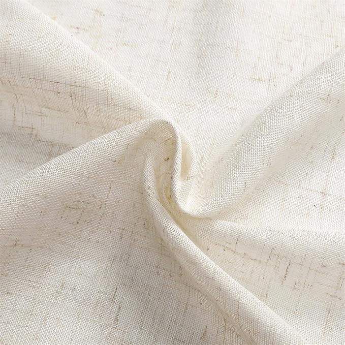 MIUCO Linen Curtains, 72 Inches Long for Bedroom & Living Room, Light Filtering Boho Drapes, Rod Pocket & Back Tab, 2 Tiebacks, 2 Panels Natural