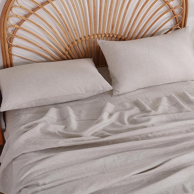 100% French Linen Pillowcase Set of 2, Breathable Envelope Closure Soft Linen Pillow Cover,Soft Luxury Hotel & Home Use, Gift