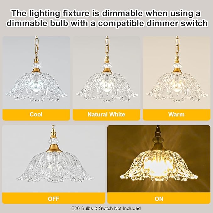 1 Piece Vintage Chandelier Light Fixtures with Crystal Glass Shade,Matte Antique Brass Finish Pendant Light,Hanging Light for Dining Room,Hallway,Living Room,Bedroom