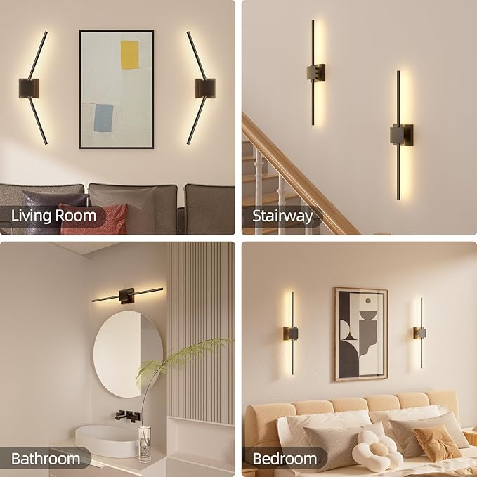 Torchlet Battery Operated Wall Sconce with Remote Control, Dimmable Wall Sconces Set of Two with DIY Independently Rotatable Lamp, 3000K-6000K LED Wall Lights for Living Room, Bedroom, 28.3In, 2 Pack