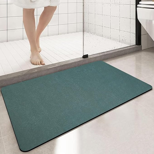 Diatomaceous Earth Bath mat Bathroom Rugs Super Absorbent Quick Dry Non Slip Bath Mat Thin Bathroom Floor Mats Fit Under Door-Shower Rug for in Front of Bathtub Shower, Green, 15.7"x35.4"