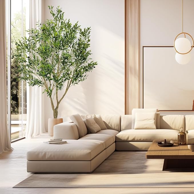 Artificial Tree Faux Olive Tree 8ft Tall Fake Olive Plant in Pot Fake Silk Tree Faux Plants Indoor