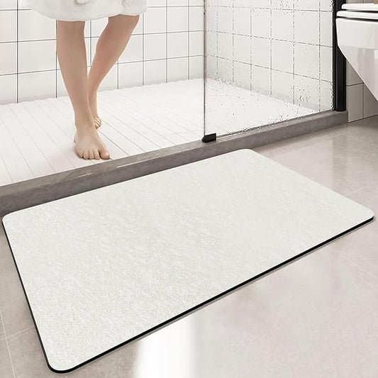 Diatomaceous Earth Bath mat Bathroom Rugs Super Absorbent Quick Dry Non Slip Bath Mat Thin Bathroom Floor Mats Fit Under Door-Shower Rug for in Front of Bathtub Shower, Beige, 15.7"*23.6"
