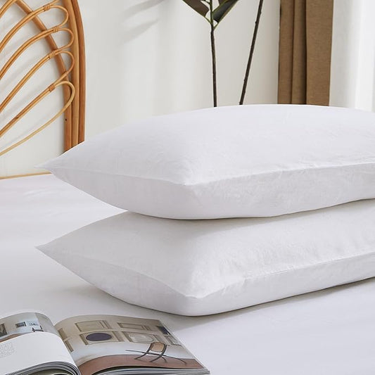 100% French Linen Pillowcase Set of 2, Breathable Envelope Closure Soft Linen Pillow Cover,Soft Luxury Hotel & Home Use, Gift