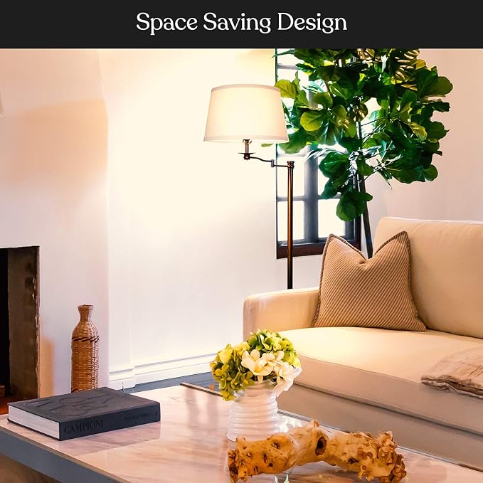 Brightech Caden LED Floor Lamp - Tall Standing Lamp with Swing Arm for Living Rooms & Offices - Industrial Bronze