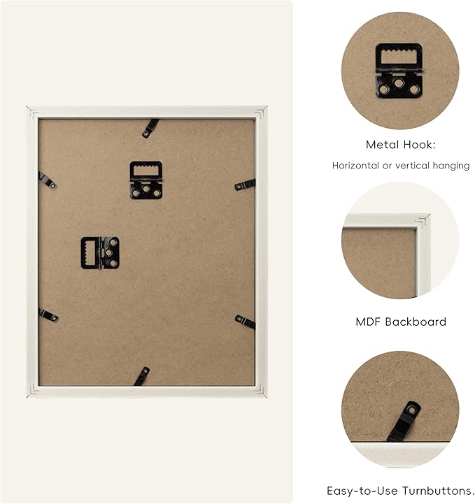 ArtbyHannah Gallery Wall Frame Set,Vintage Multi-color Picture Frames Collage Wall Decor with Neutural Art for Living Room Stariway,8 Pack Assorted Size 8"x10",5"x7",4"x6", Small