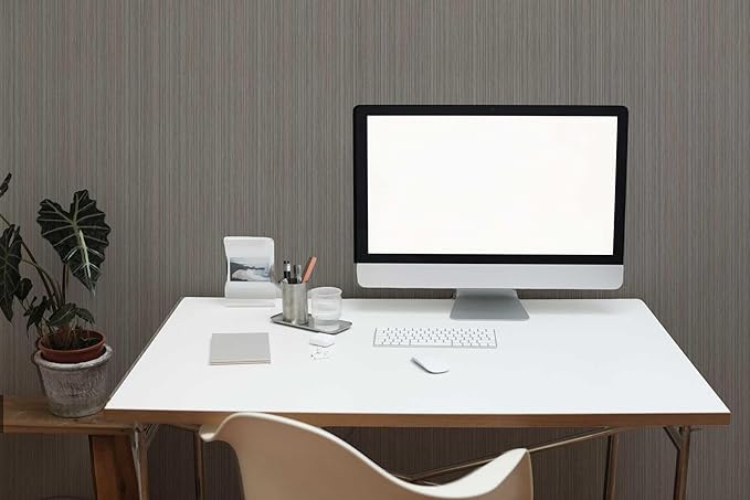 20.8" x 196.8" Thick Peel and Stick Grasscloth Wallpaper, Grey Linen Wallpaper Self-Adhesive Fabric Wall Paper