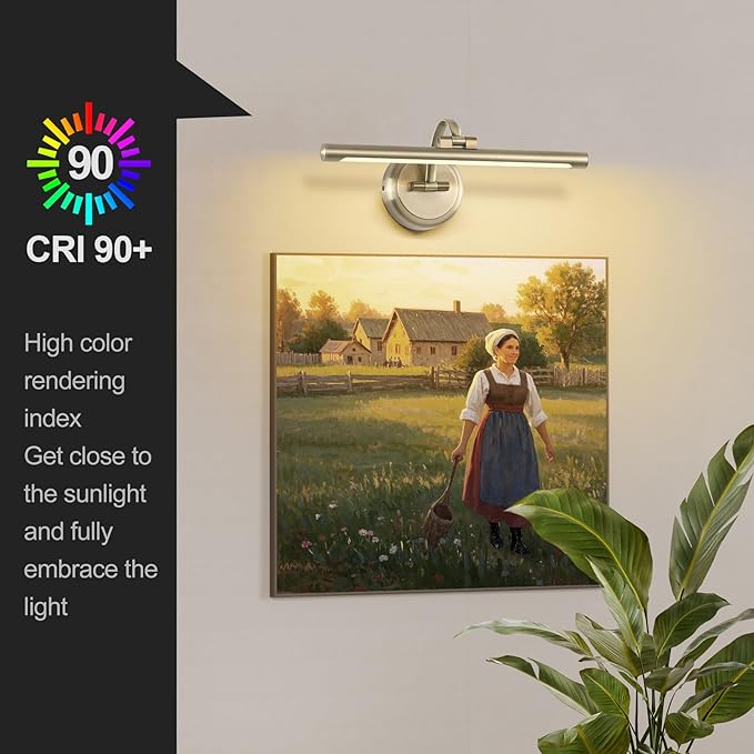 Antique Bronze Picture Light for Wall,Dimmable Painting Light,16 Inch Hardwired Picture Frame Lights,9W 3000K Warm White,Art Lighting Display Lamps,Rotatable Full Metal Gallery Light