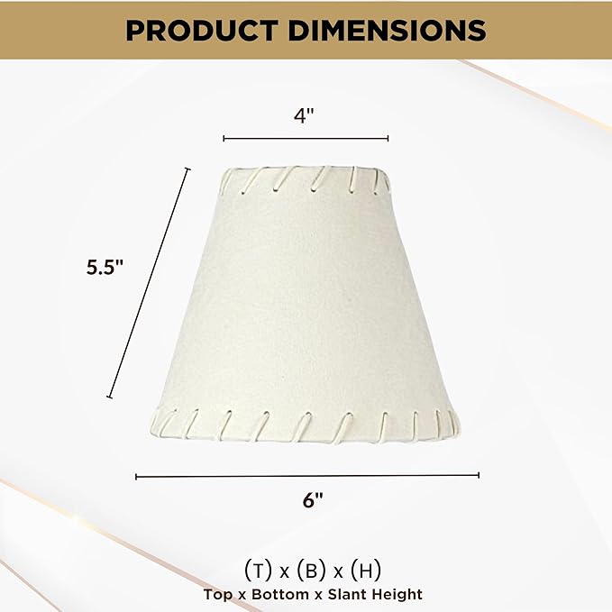 Royal Designs, Inc. CS-1114-6EG-6 Faux Leather Empire Chandelier Shade with Whipstitch Trim, 3 x 6 x 5, Eggshell, 6-Pack