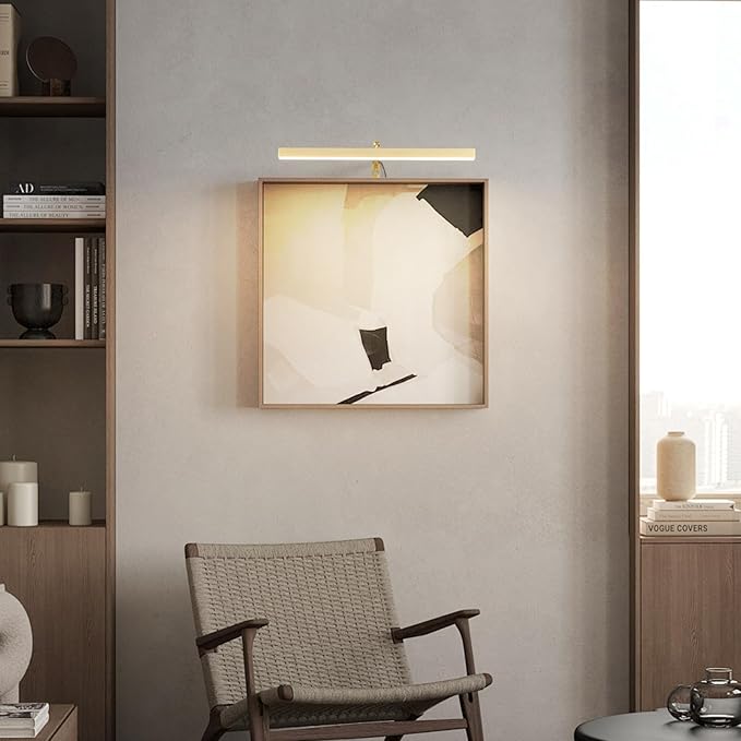 Plug in Picture Lights for Wall, 16 inch Dimmable LED Art Light with Remote, 3 Colour Temperature Gallery Painting Wall Light for Picture Display Dartboard Art Work (Gold)