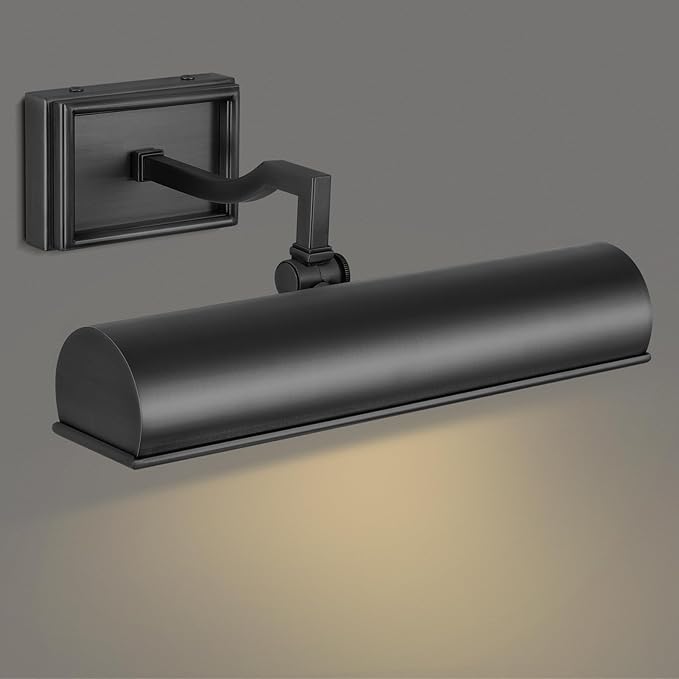 Picture Light 12" Black Picture Lights for Wall 2-Light Bronze Picture Frame Light Dimmable Art Gallery Light Accent Lighting Bathroom Wall Sconce for Artwork Poster Portrait Display