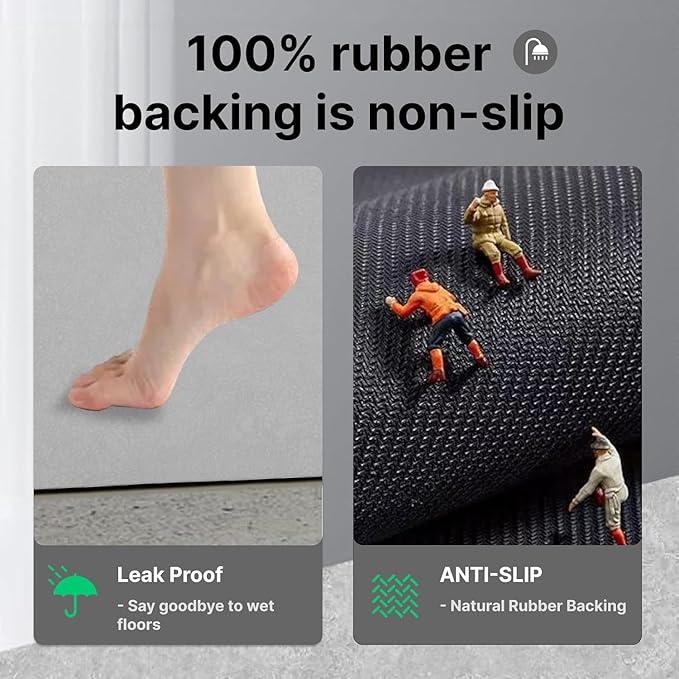 Diatomaceous Earth Bath mat Bathroom Rugs Super Absorbent Quick Dry Non Slip Bath Mat Thin Bathroom Floor Mats Fit Under Door-Shower Rug for in Front of Bathtub Shower, Grey, 15.7"*23.6"