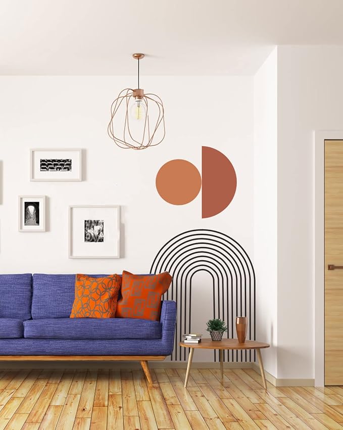 Large Boho Arch Wall Art Murals - Modern Peel and Stick Terracotta Decals for Bedroom, Living Room, Office