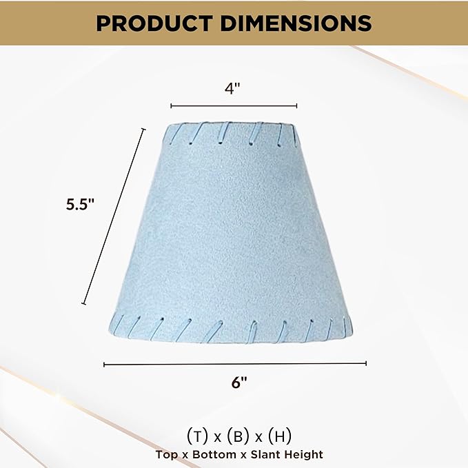 Royal Designs, Inc. CS-1122-6BLU Faux Leather Empire Chandelier Shade with Whipstitch Trim, 3 x 6 x 5, Blue