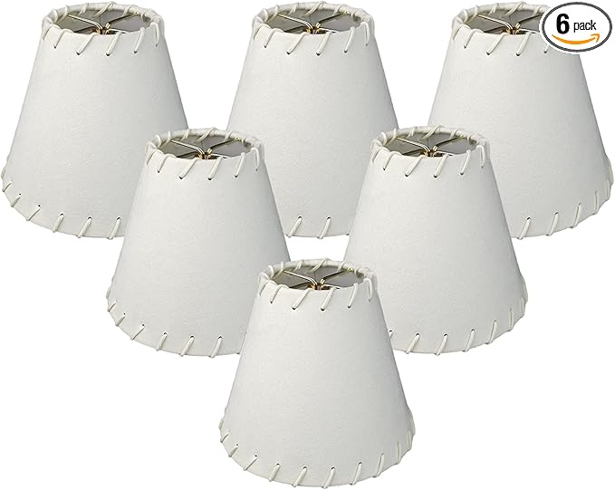Royal Designs, Inc. CS-1113-5EG-6 Faux Leather Empire Chandelier Shade with Whipstitch Trim, 3 x 5 x 4.5, Eggshell, 6-Pack