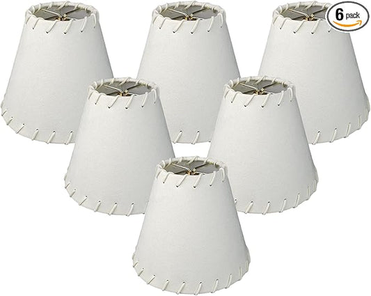 Royal Designs, Inc. CS-1113-5EG-6 Faux Leather Empire Chandelier Shade with Whipstitch Trim, 3 x 5 x 4.5, Eggshell, 6-Pack