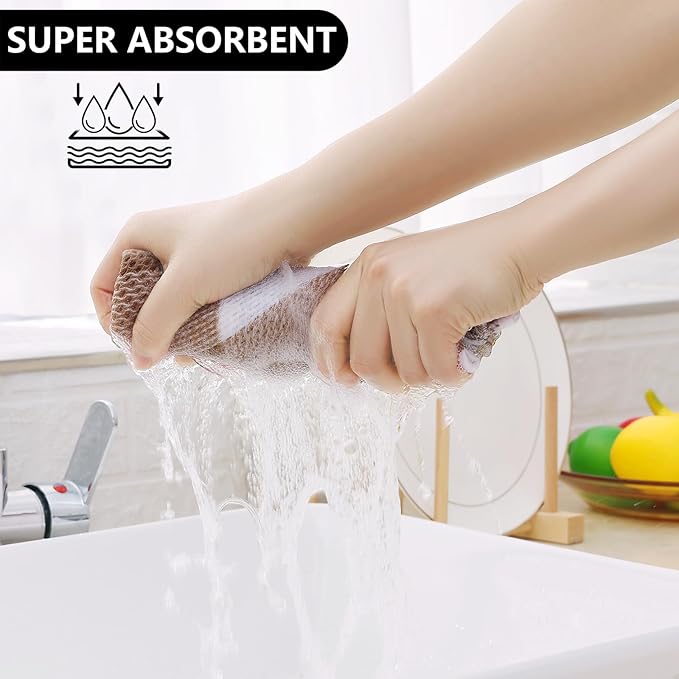 Homaxy 100% Cotton Waffle Weave Check Plaid Kitchen Towels, 13 x 28 Inches, Super Soft and Absorbent Dish Towels for Drying Dishes, 6-Pack, White & Khaki