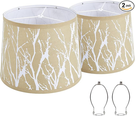 Bedside Lamp Shades Set of 2 Replacement, Drum Lampshades, 12.7" x 12.7" x 10 Inches Lampshades for Table Lamp, Floor Lamp, Pendant Light, Lamp Shade Harp Holder Included